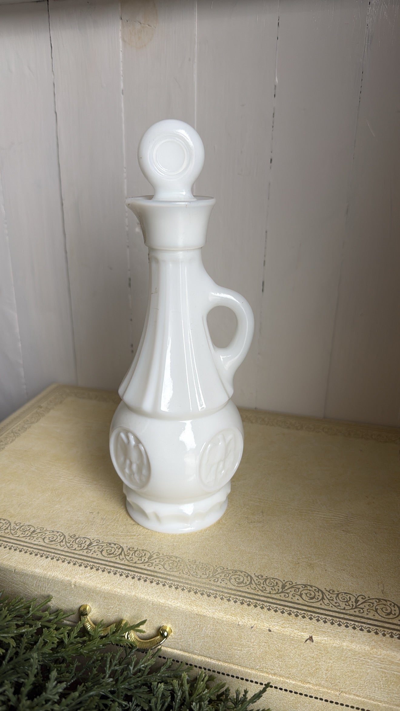 8” Tall Milk Glass Decanter