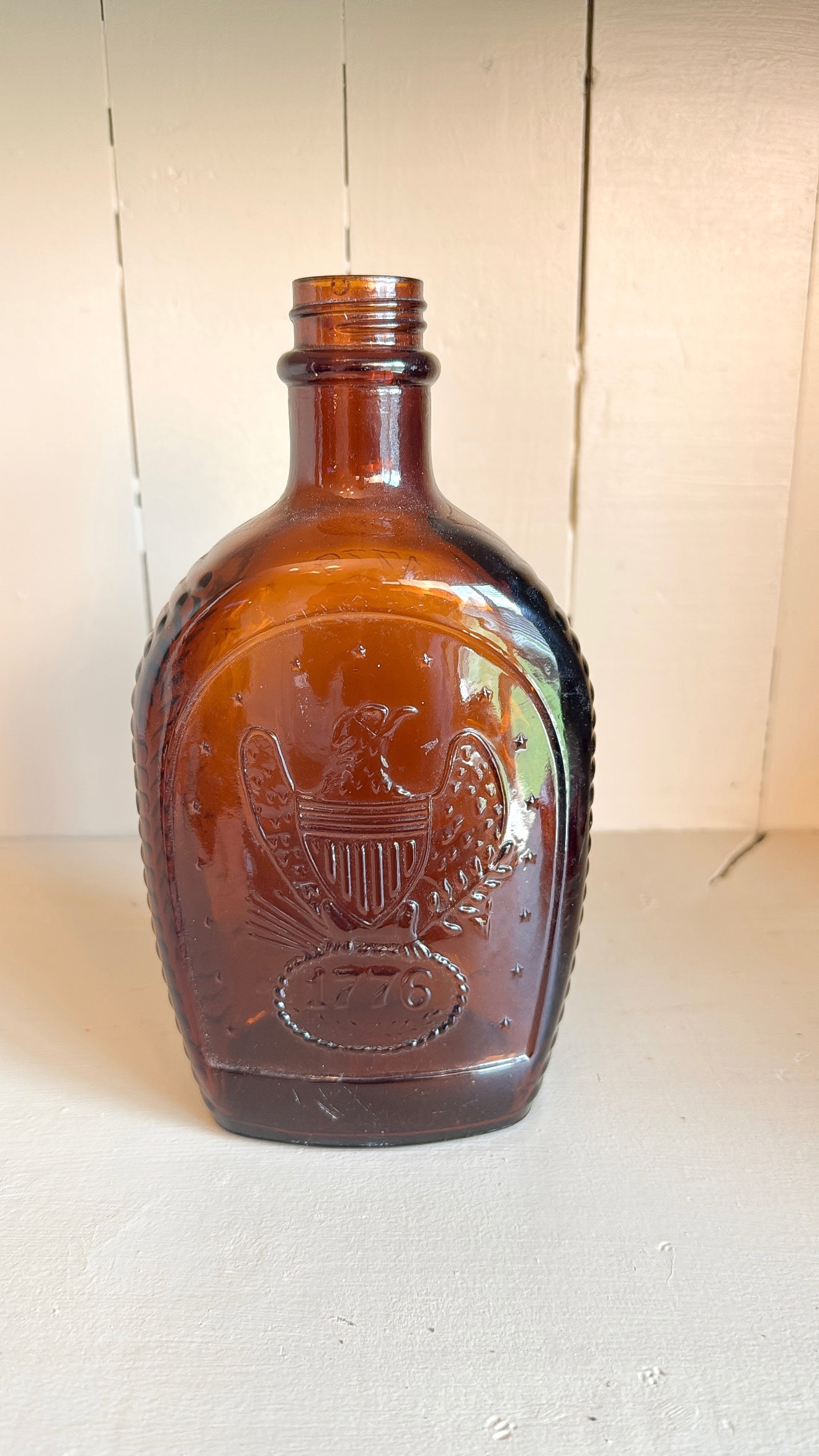 Vintage Bicentennial Amber Syrup Glass Bottles