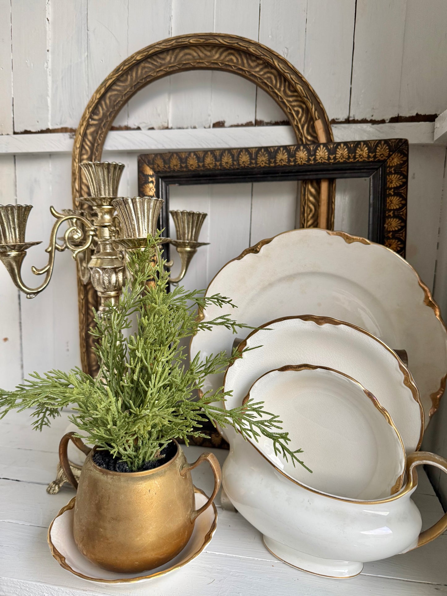 Gold Detailed Ironstone Gravy Boat