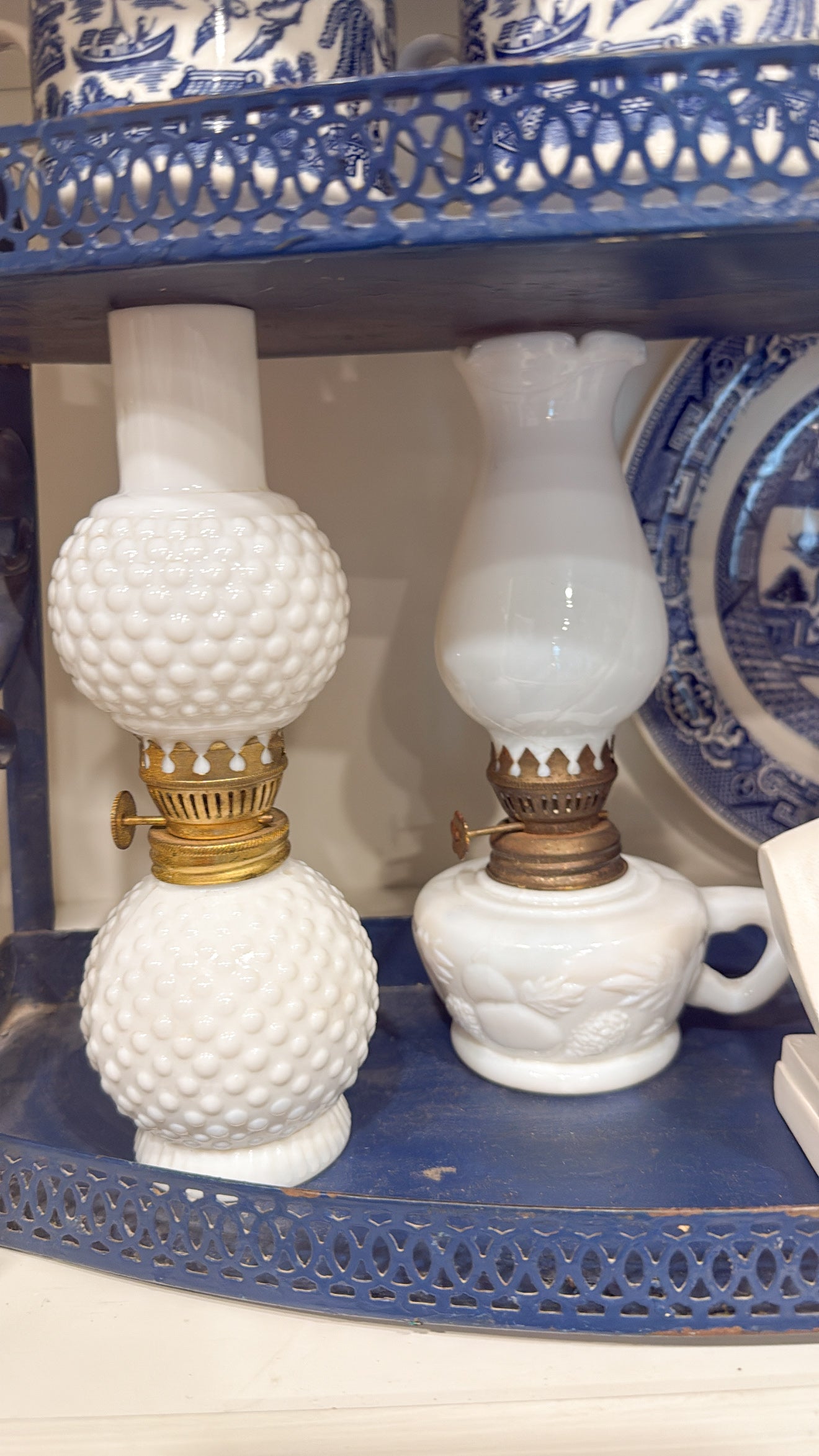 7.75" Tall Milk Glass Oil Lamp