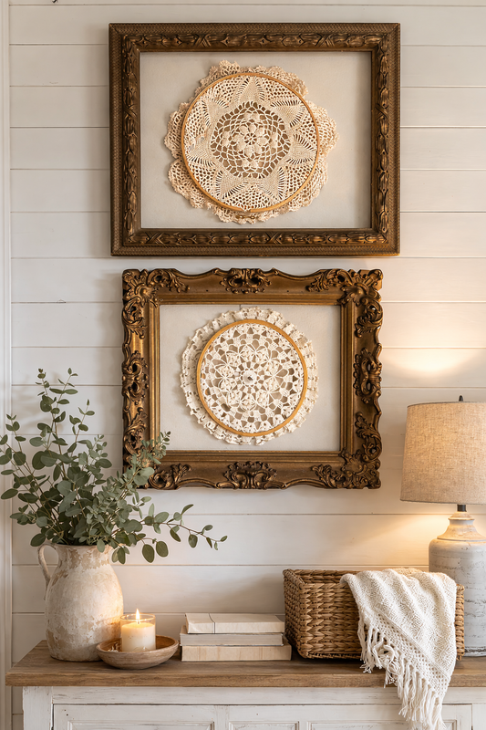 6.5” Vtg. Crotcheted Doily Hoop