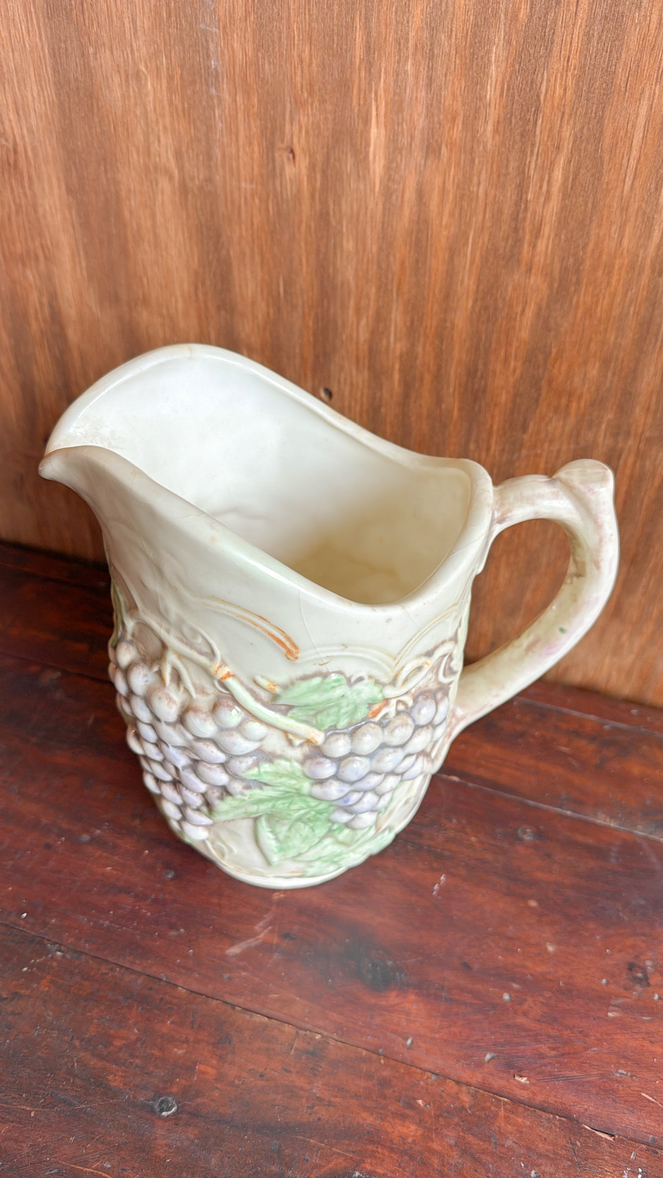 Vtg. Ceramic Grapevine Pitcher