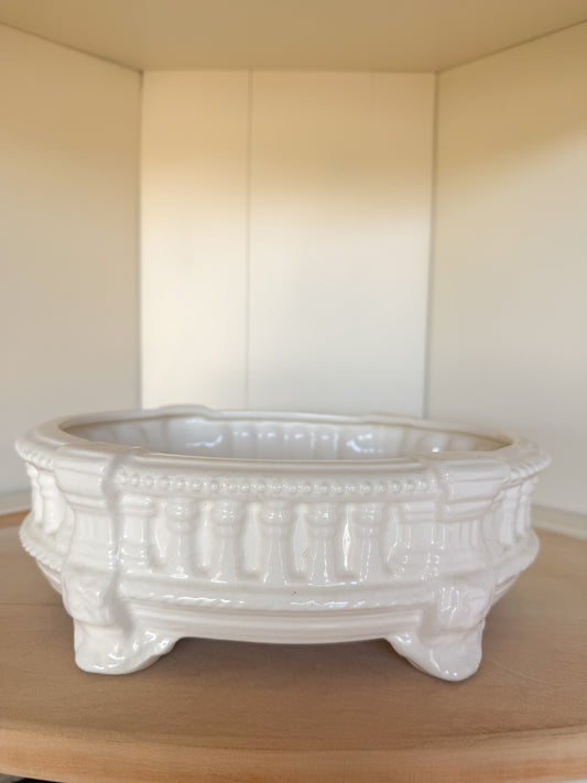 Crazed Ornate Footed Bowl/Planter