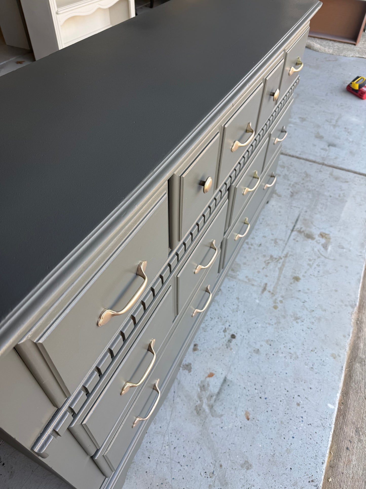 7-Drawer Deep Olive Dresser