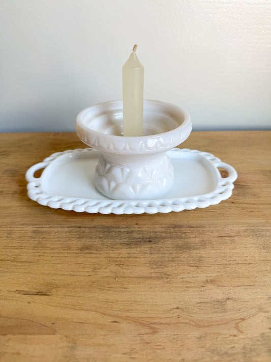 Milk Glass Candlestick Holder