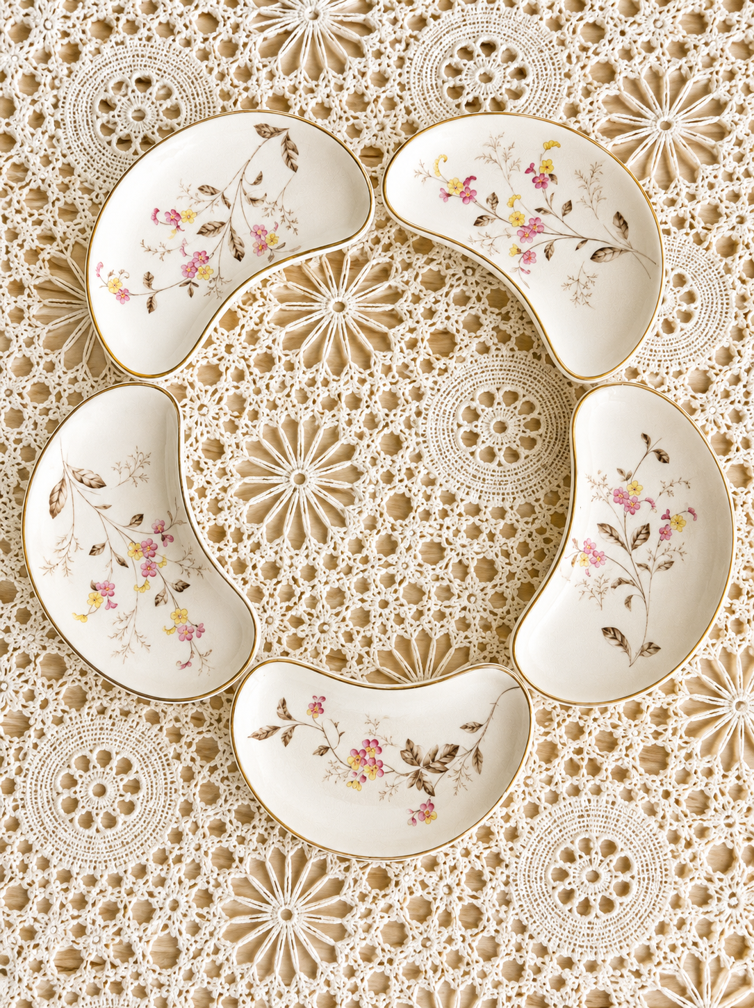 Floral Bone Shaped Ironstone Dish
