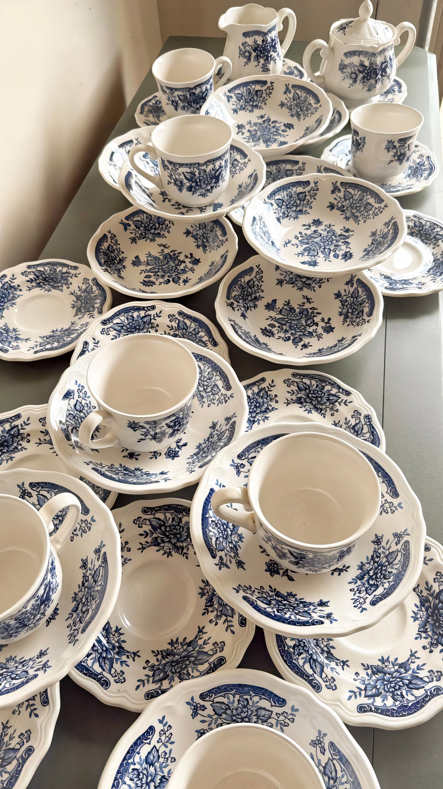 6.75” Blue Carnation Ironstone Bowl