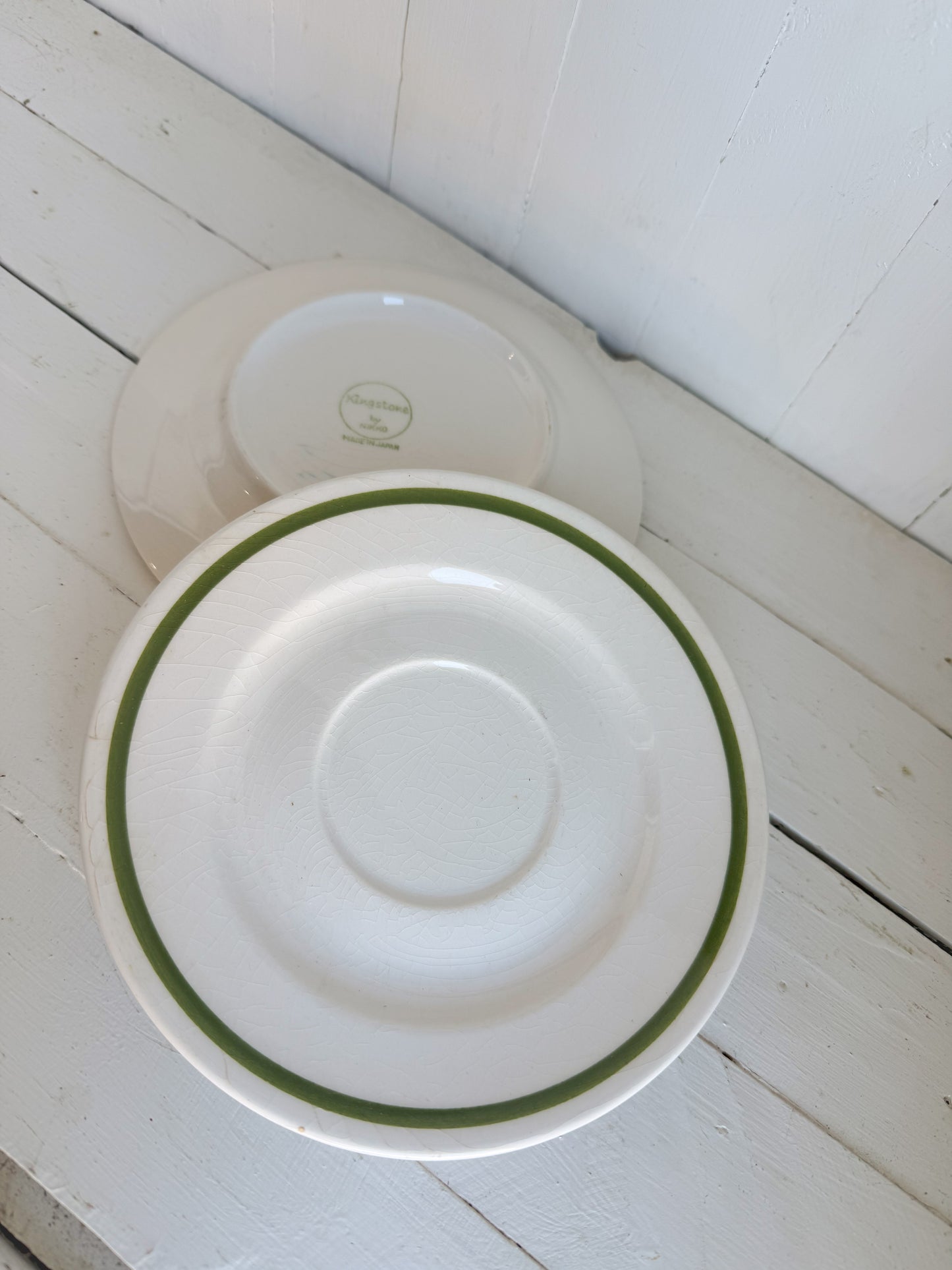 6.25” Ironstone Green Band Saucer