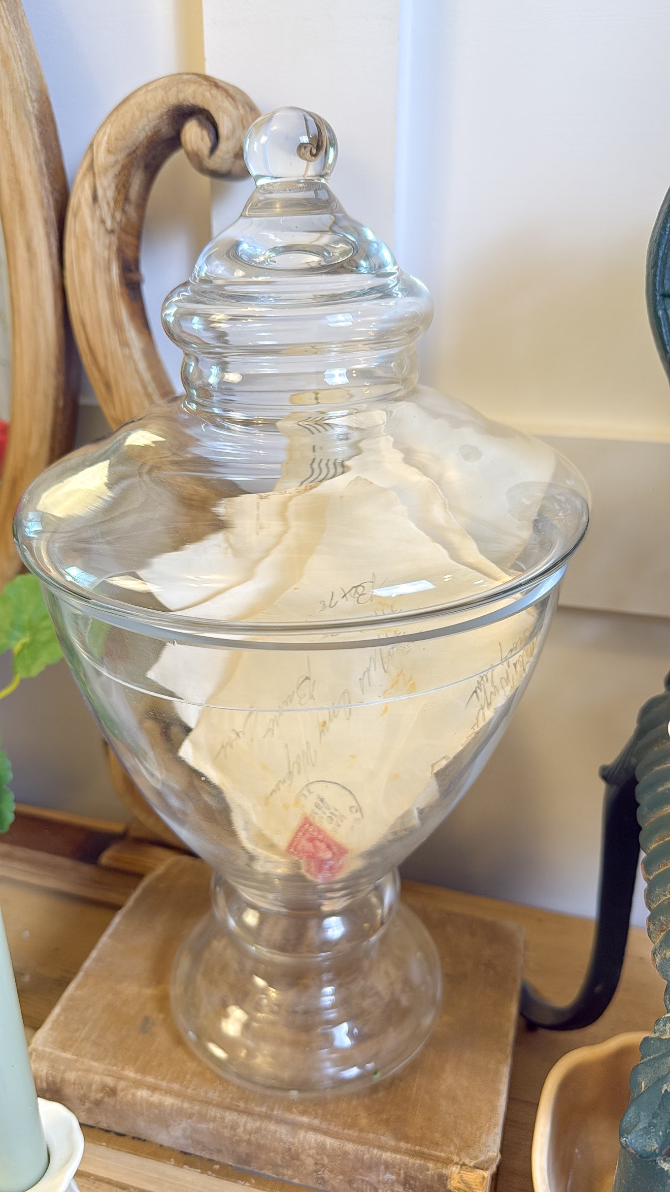 14" Tall Glass Apothecary Jar w/ Lid