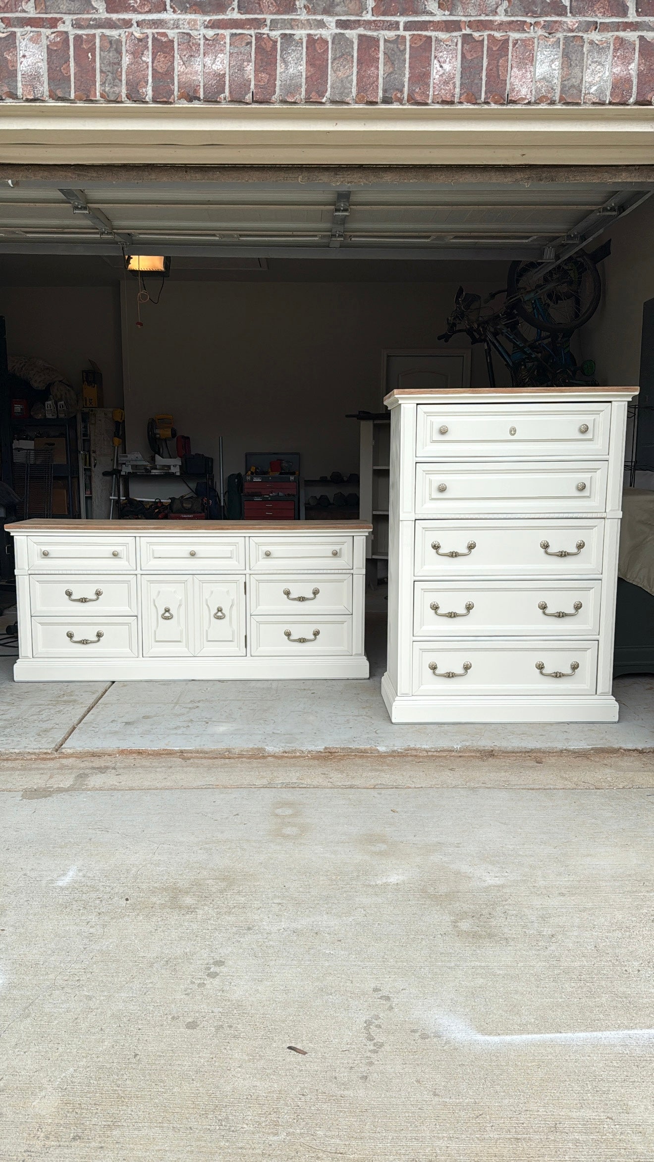 Bleached Top Dresser + Chest of Drawers Set