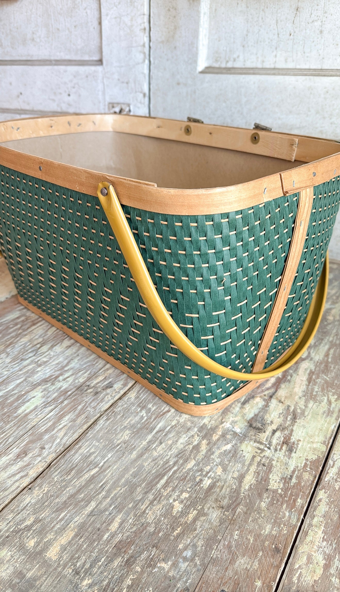 Vintage Green Handled Basket