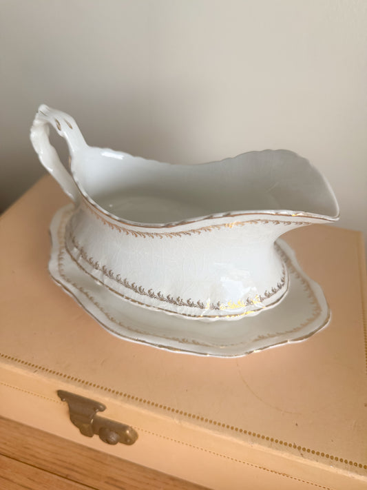 Ironstone Gravy Boat w/ Under Plate