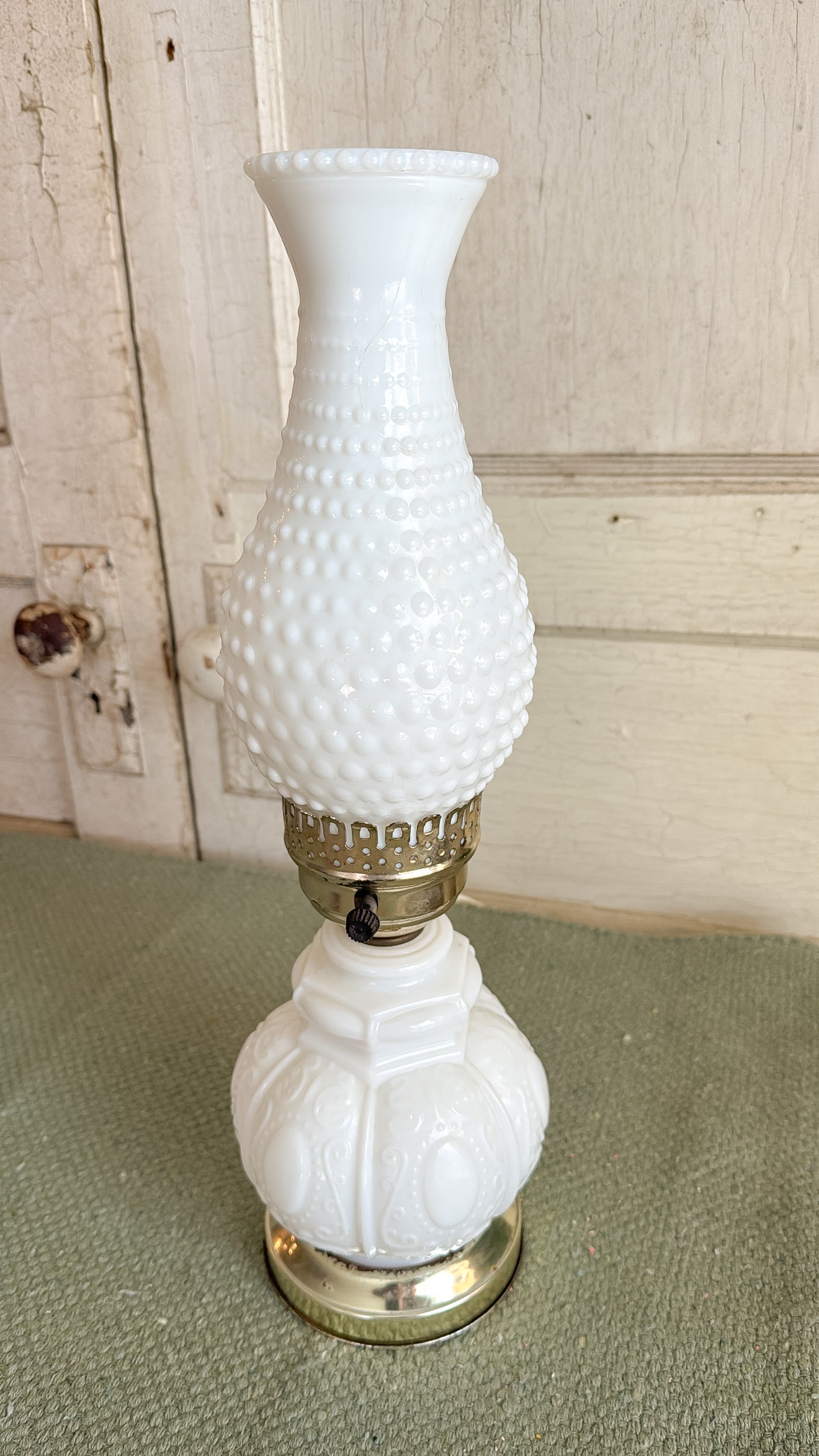 Vintage Milk Glass Hobnail Lamp