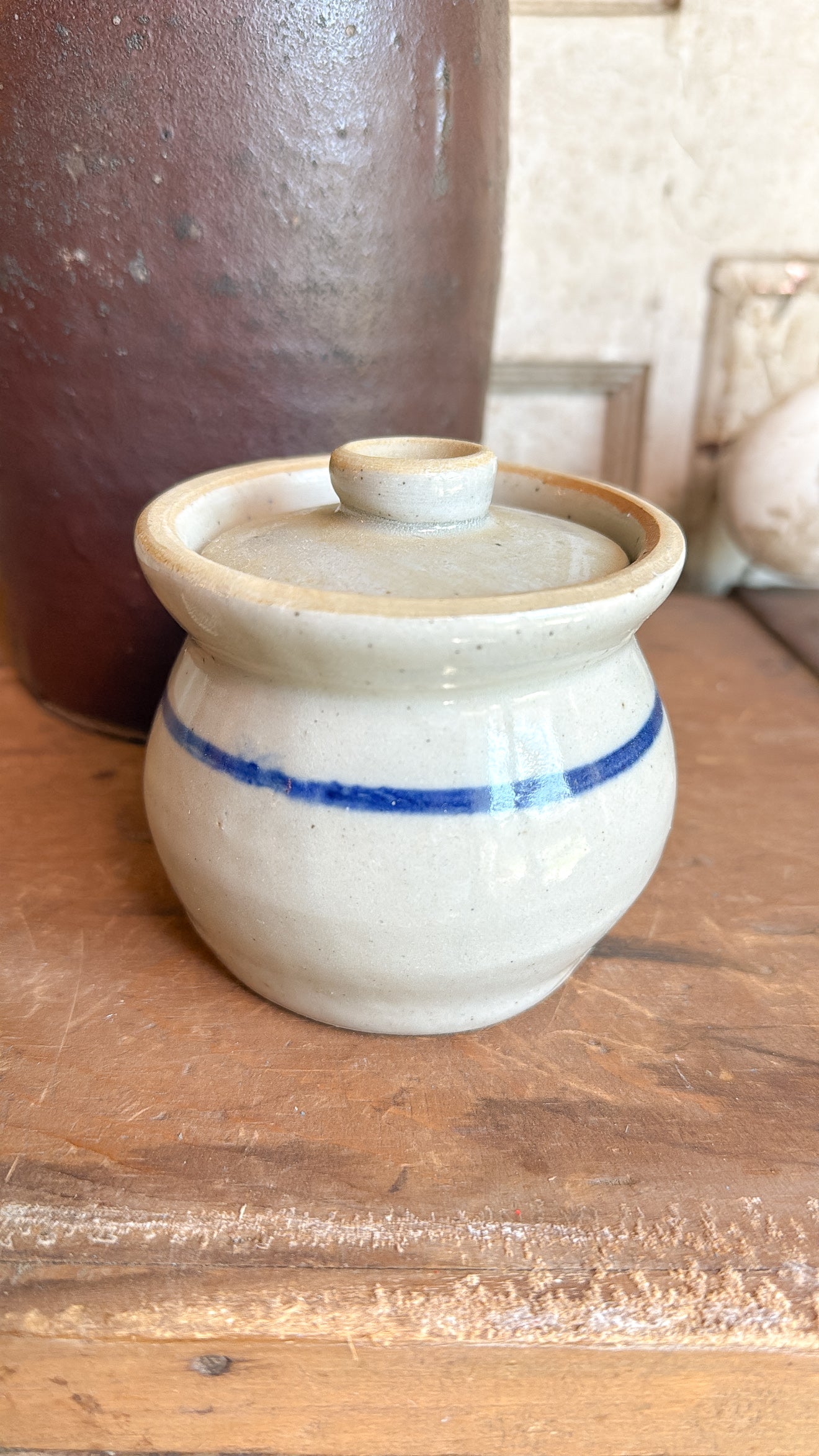3.25" Tall Pottery Crock w/ Lid