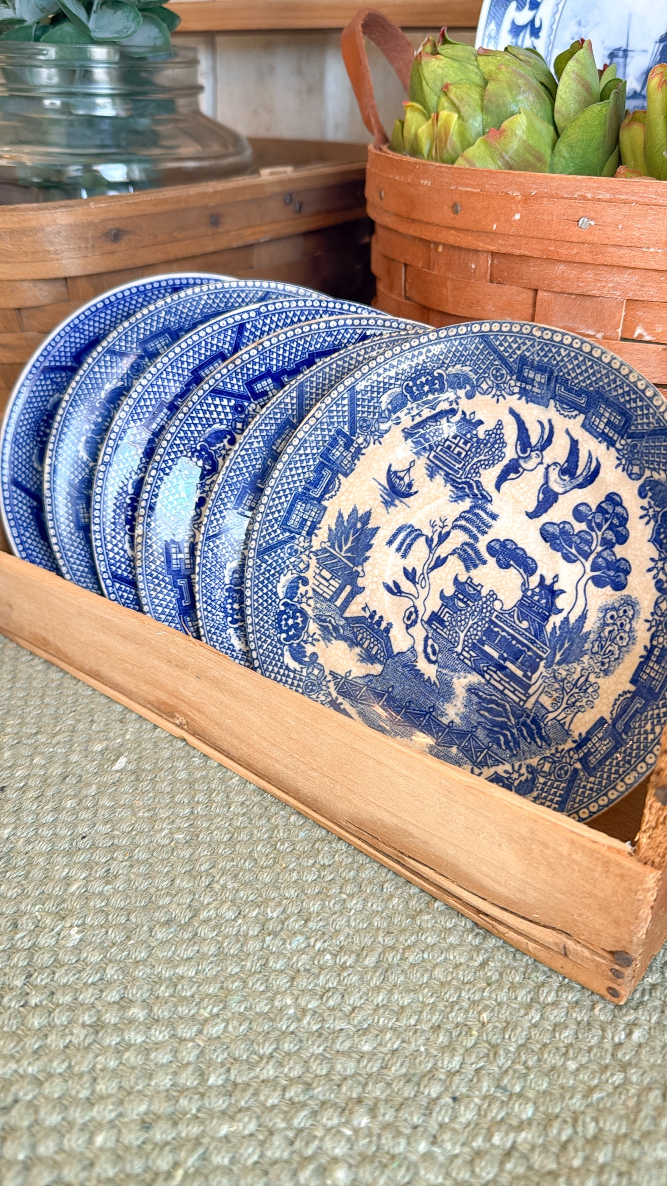 Set of 6 Blue Willow Saucers