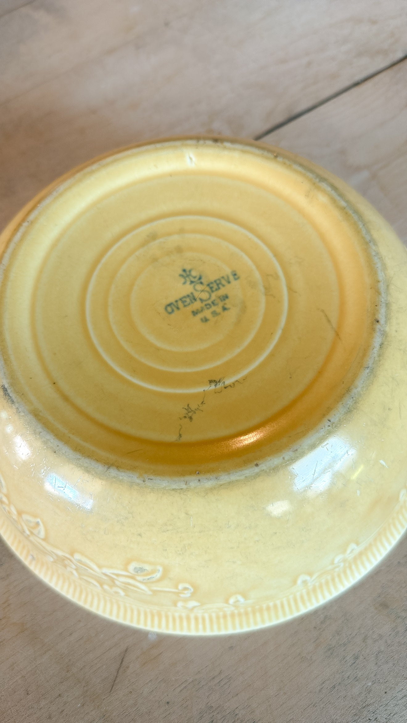 Vintage Yellow Pottery Bowl