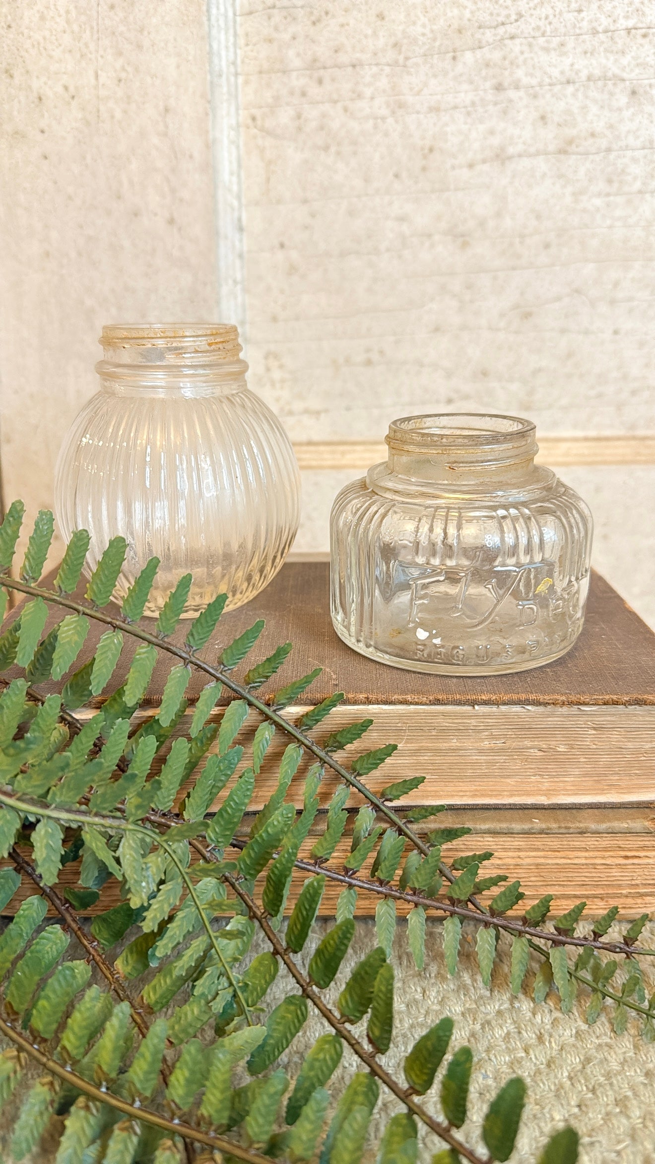 Pair of Glass Inkwells