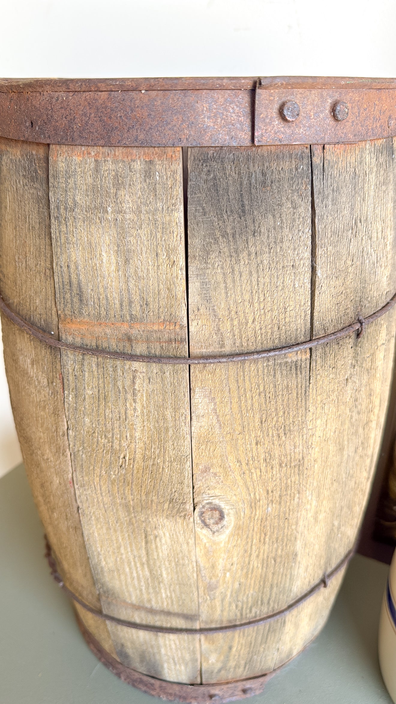 17” Tall Primitive Wood Barrel