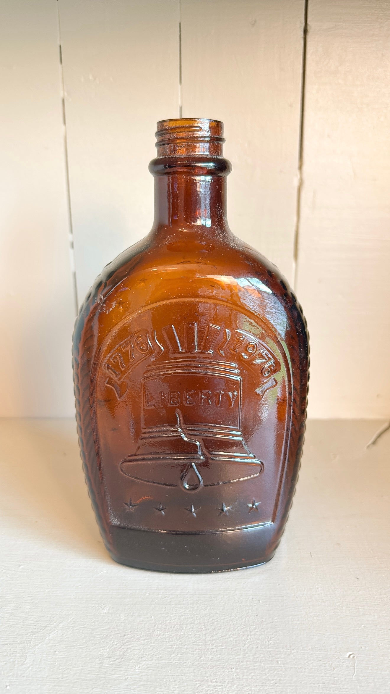 Vintage Bicentennial Amber Syrup Glass Bottles