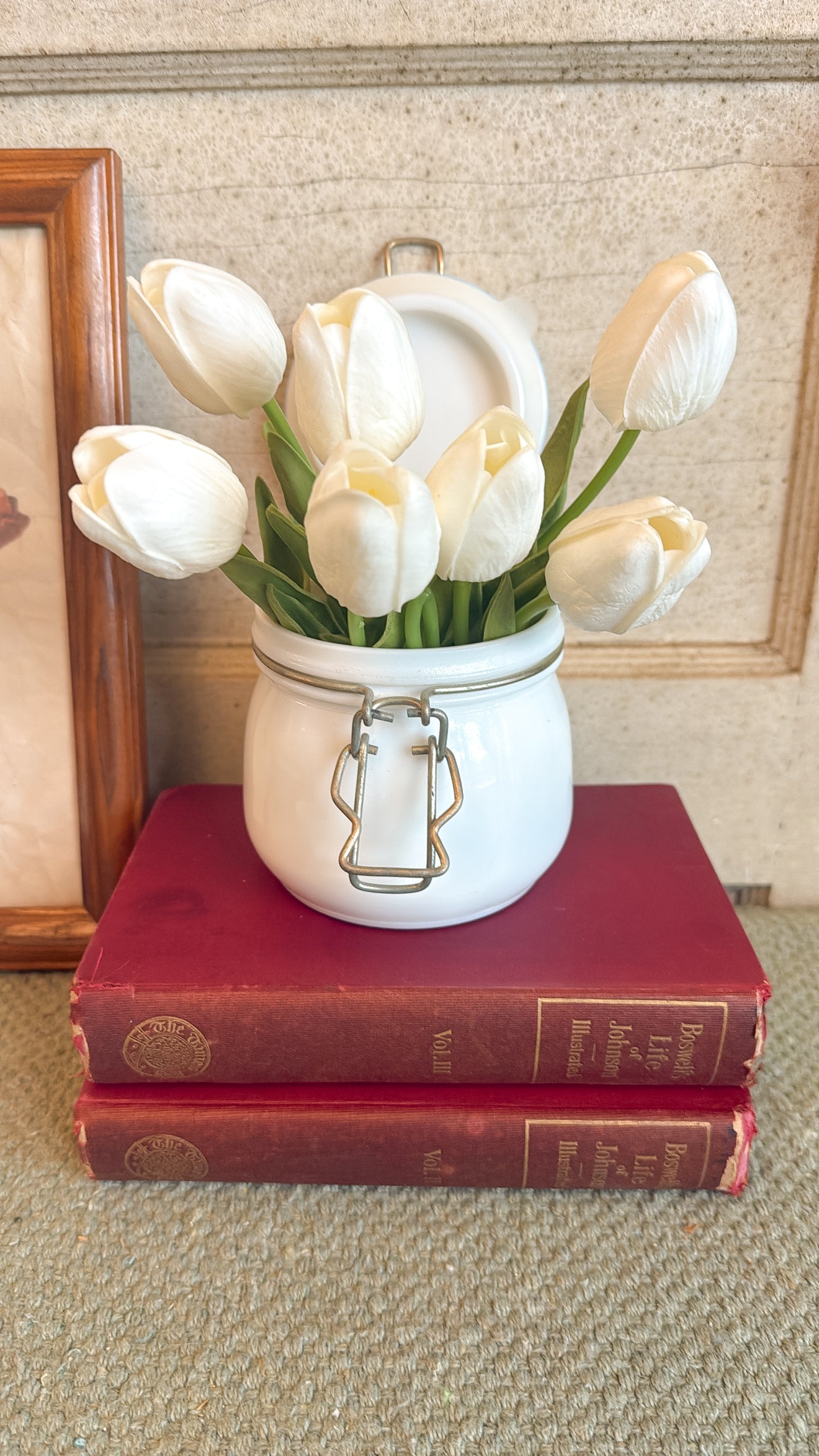 Vintage Milk Glass Latch Closure Jar
