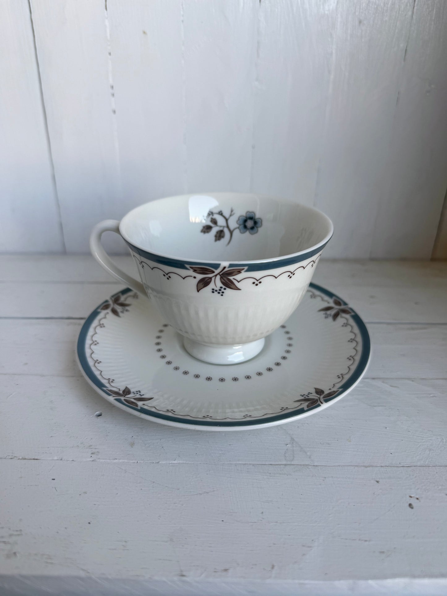 Blue & Brown Ironstone Teacup