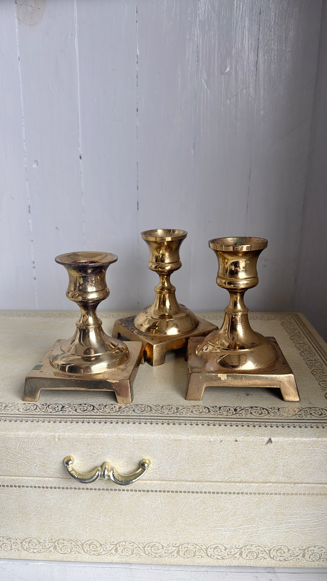 Set of 3 - 4” Tall Brass Candlesticks