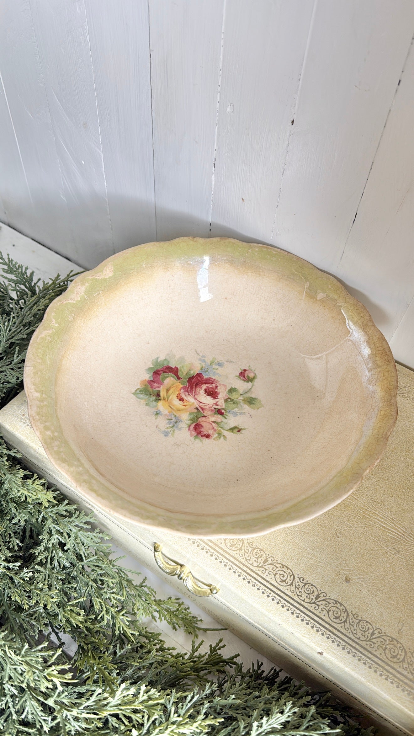 Floral Crazed Ironstone Bowl