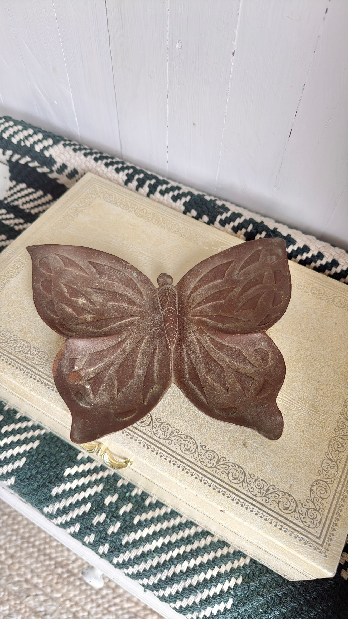 Heavy Brass Butterfly Trinkets Holder