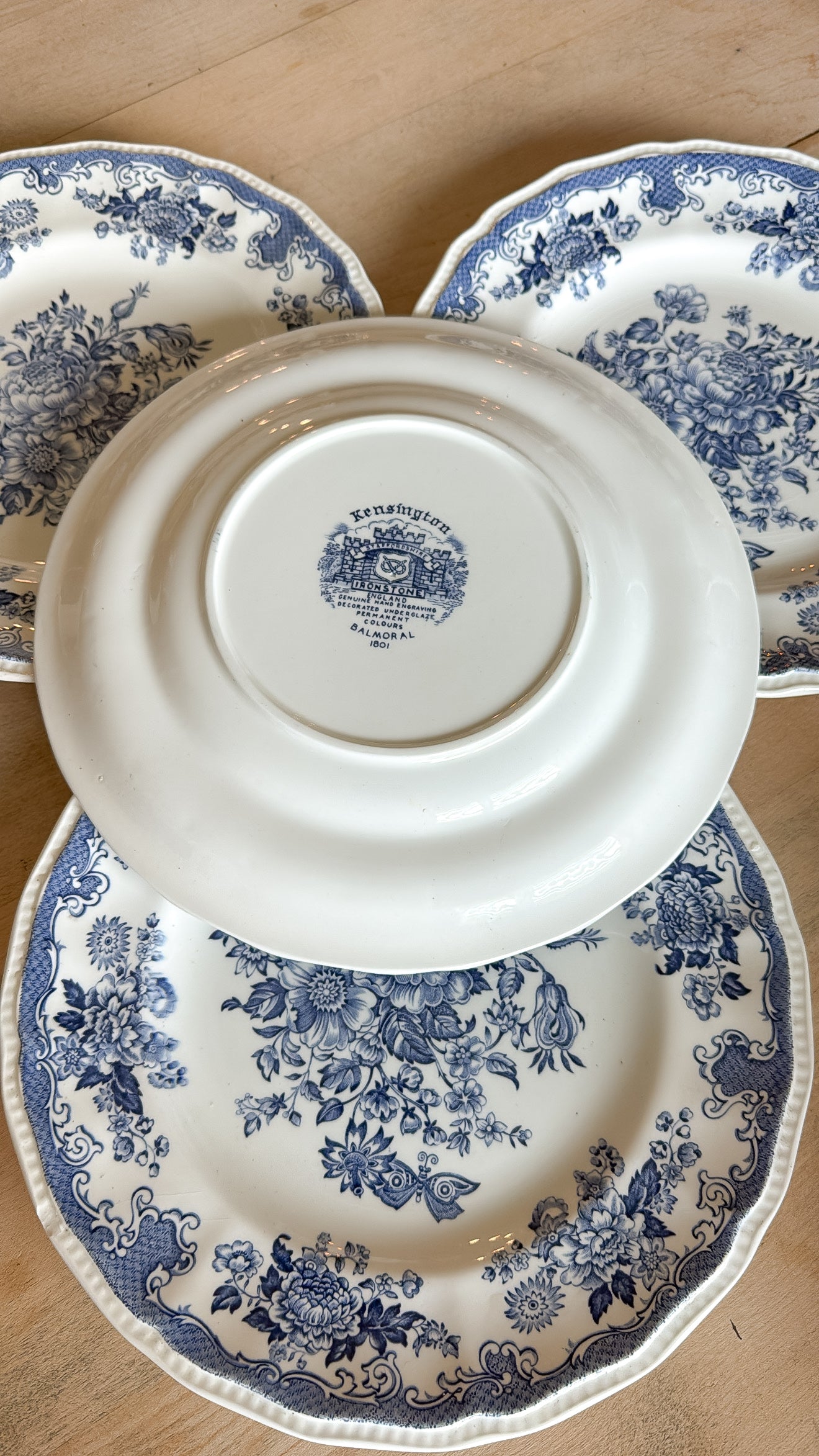 10.25” B/W Floral Ironstone Dinner Plate