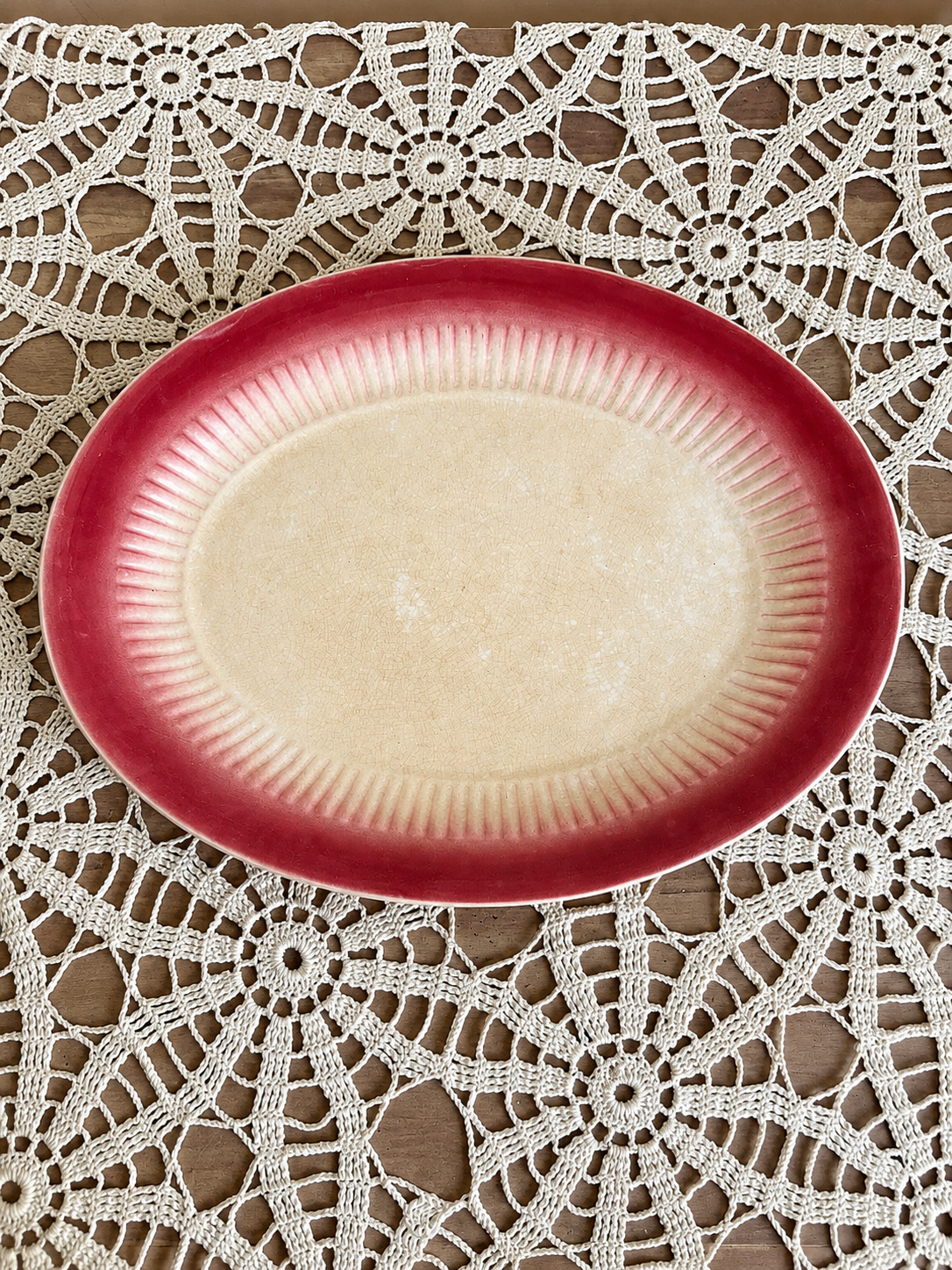Crazed Pink Rim Detailed Platter
