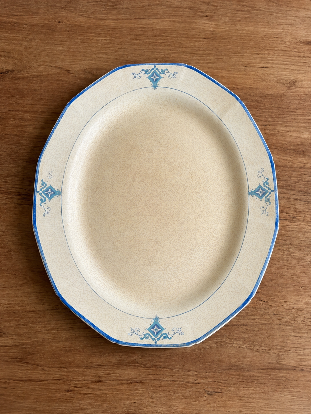 Crazed Ironstone Blue Detailed Rim Platter
