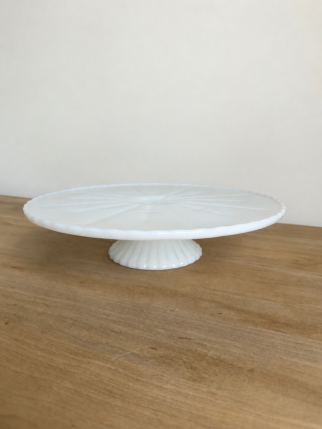 Milk Glass Pedestal Cale Plate