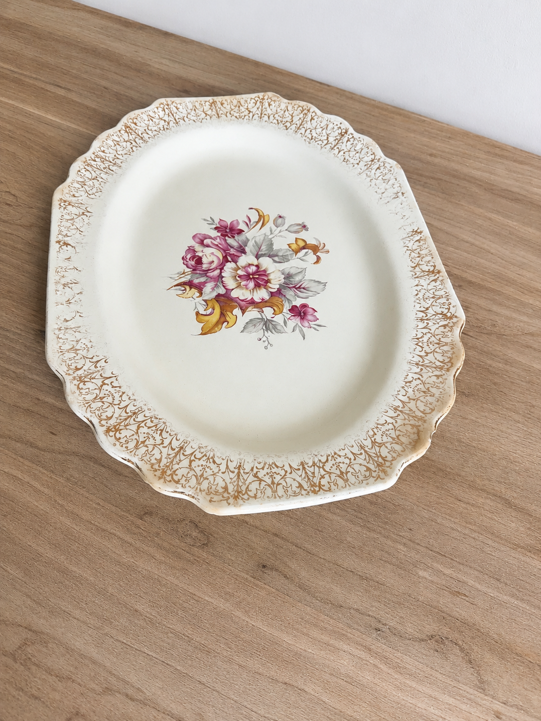 11.75” Floral Crazed Platter