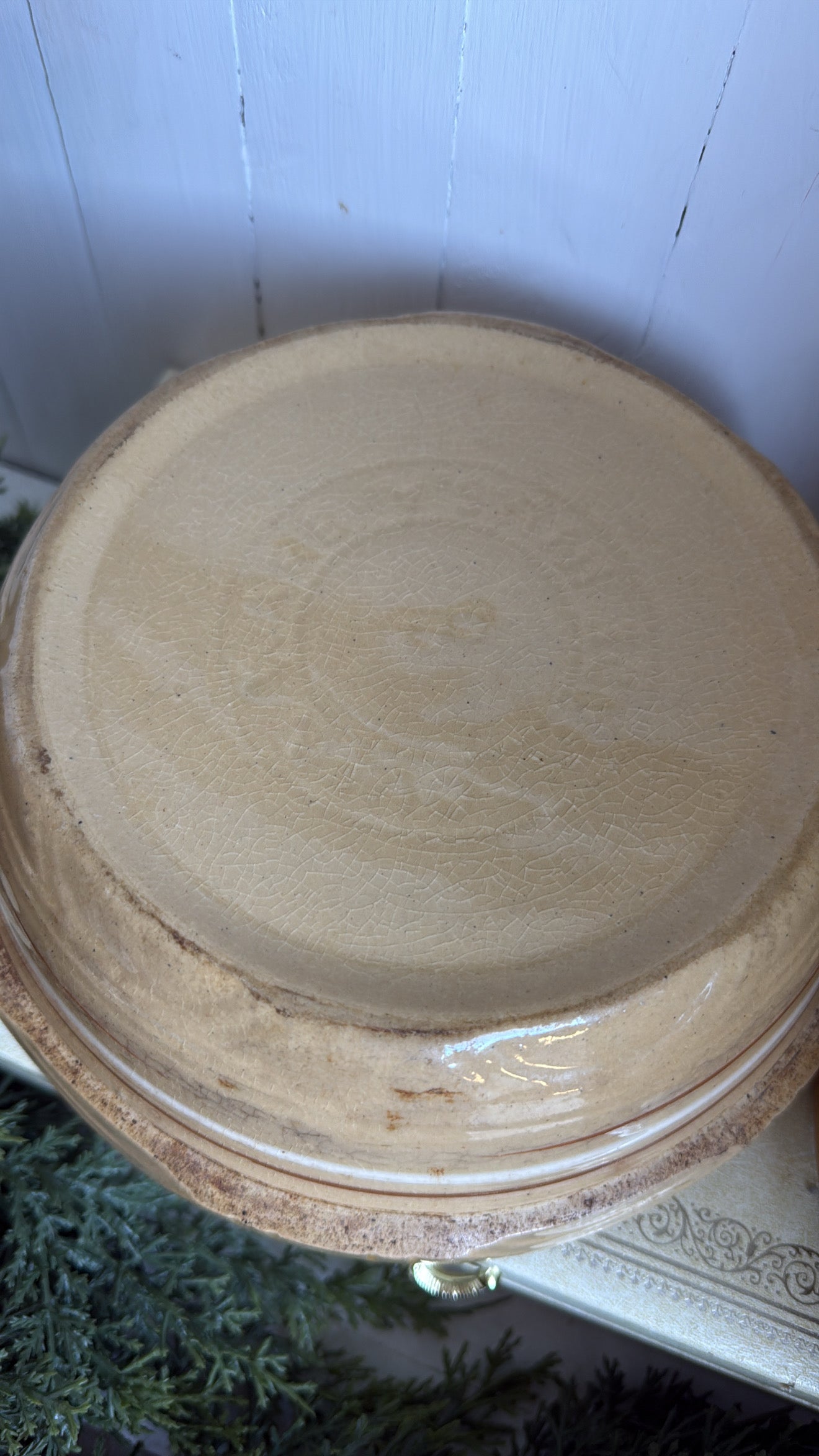 Yellow Stoneware Crock with Lid