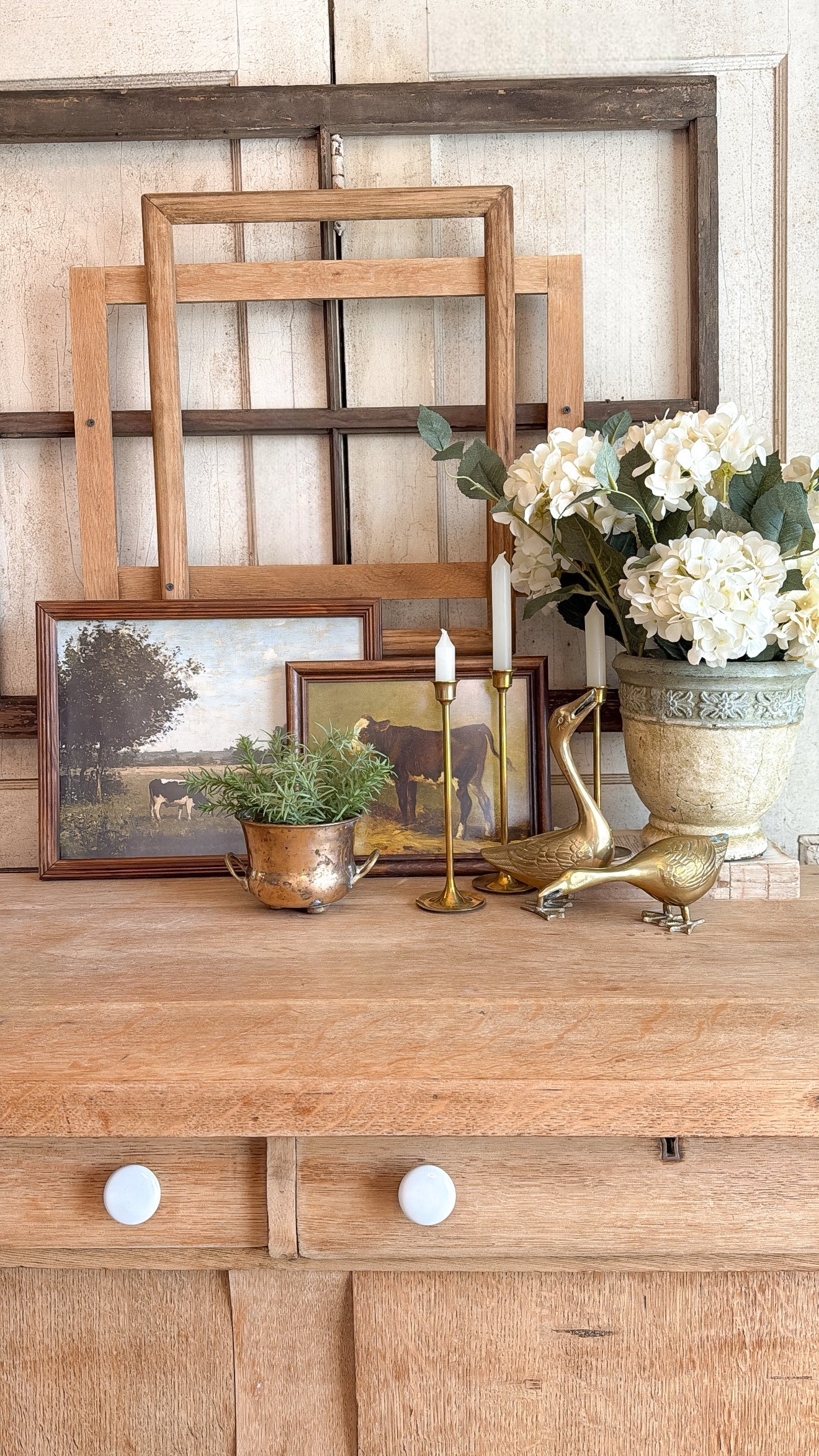Solid Brass Footed Pot w/ Plant