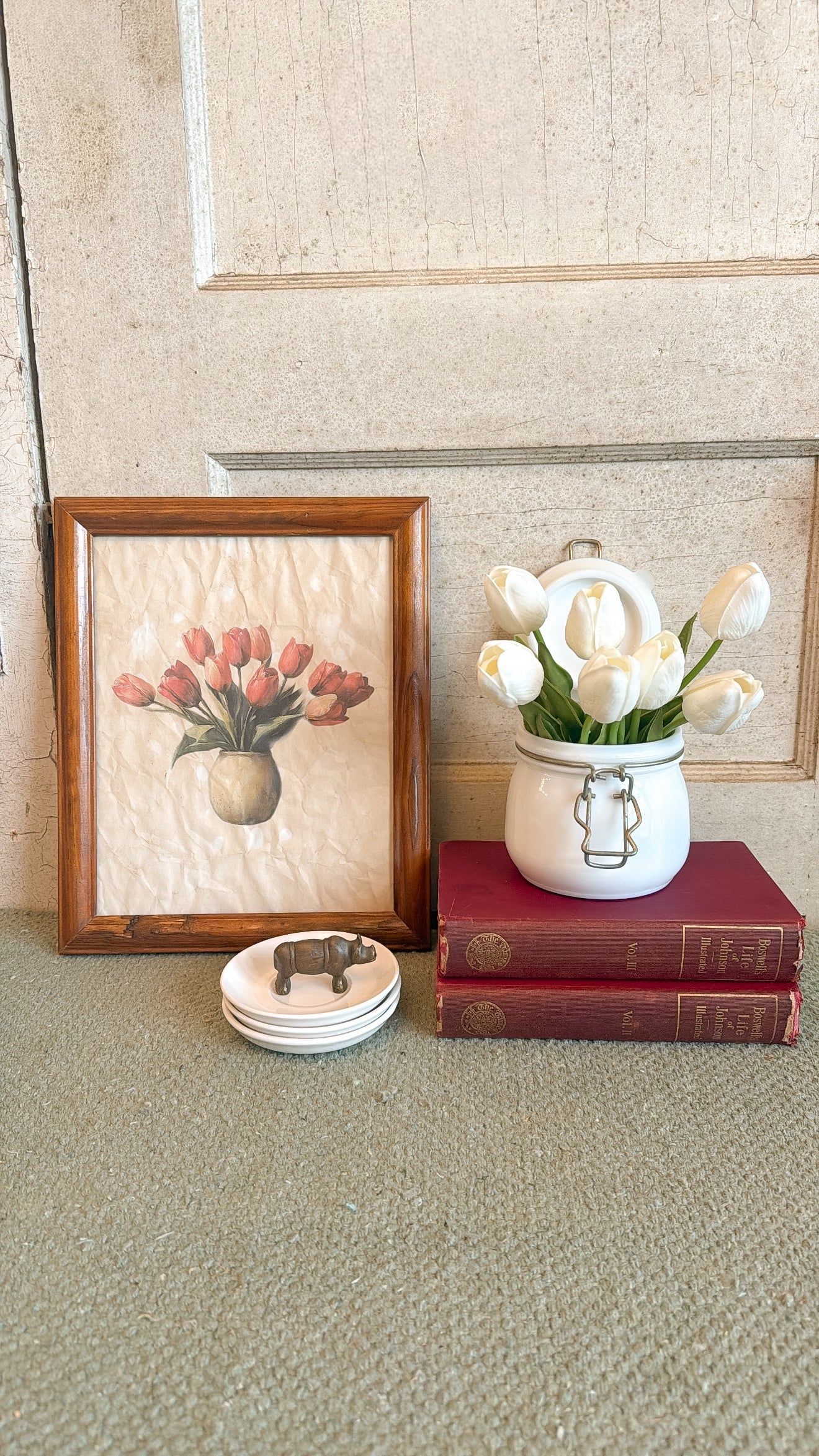 Vintage Milk Glass Latch Closure Jar