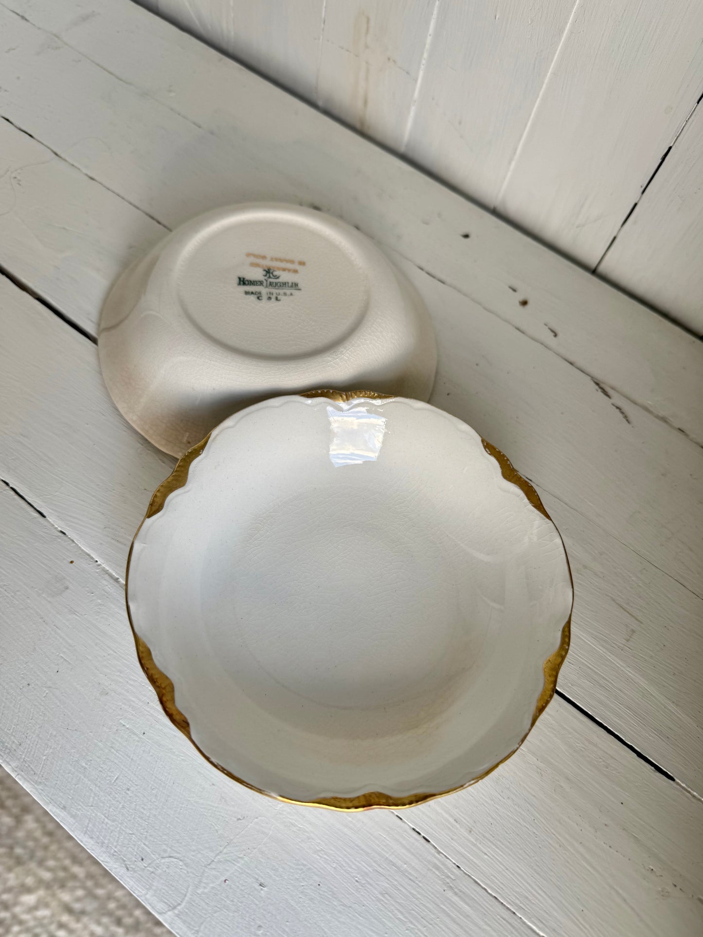 Gold Detailed Ironstone Dessert Bowl