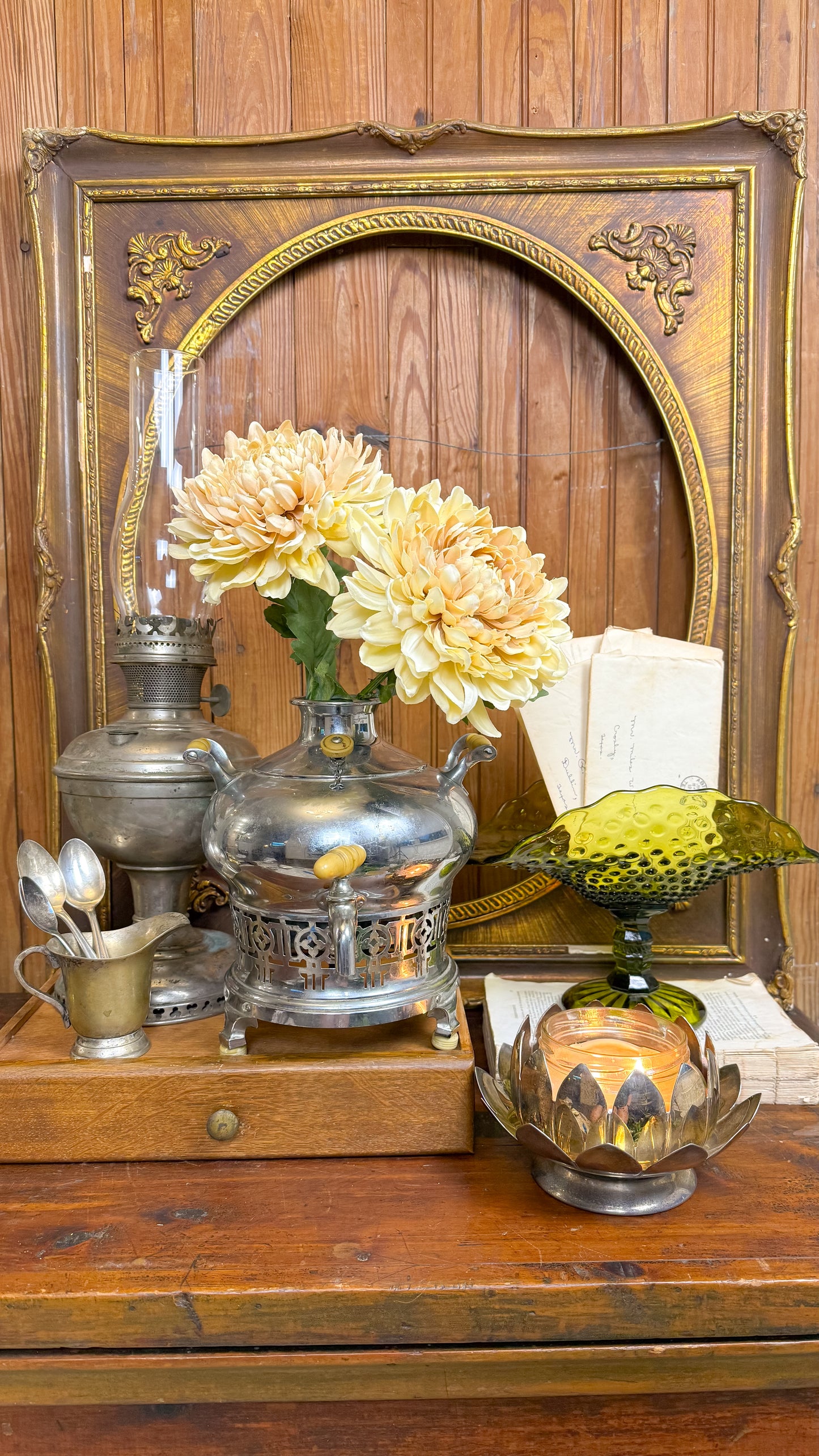 Vintage Silver Oil Lamp