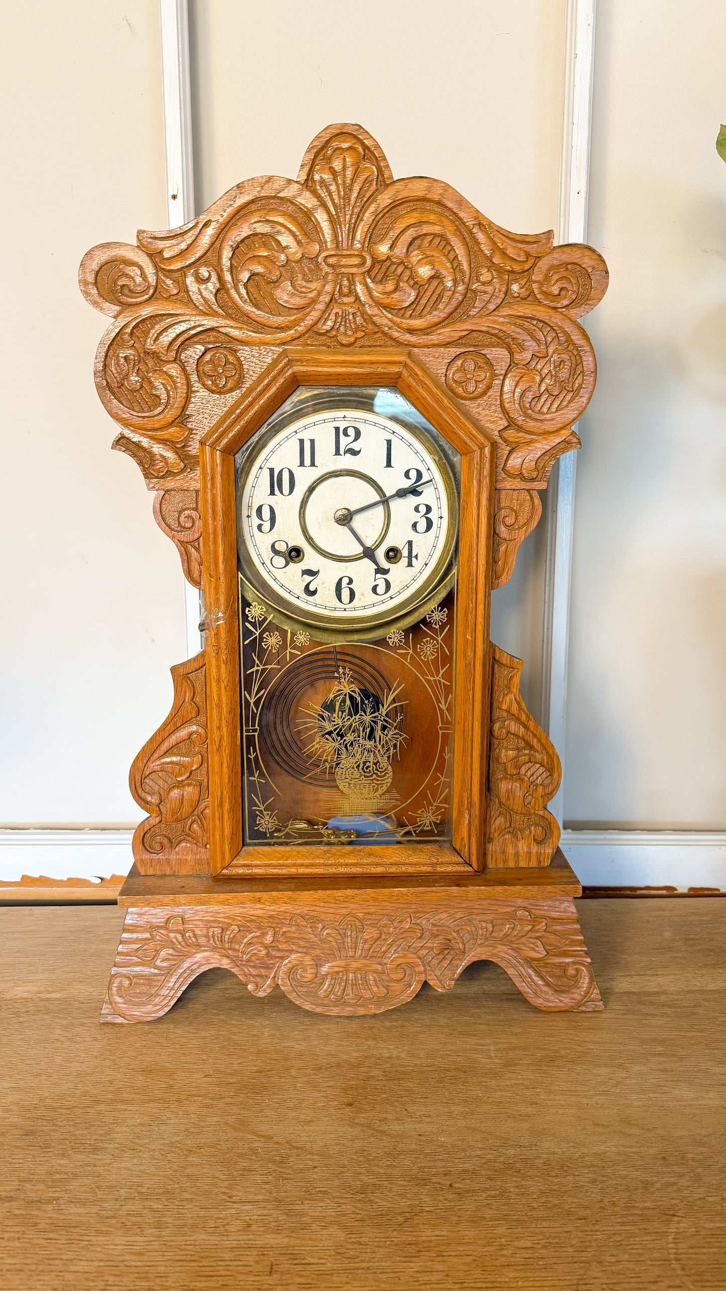 Victorian Oak Mantle Clock