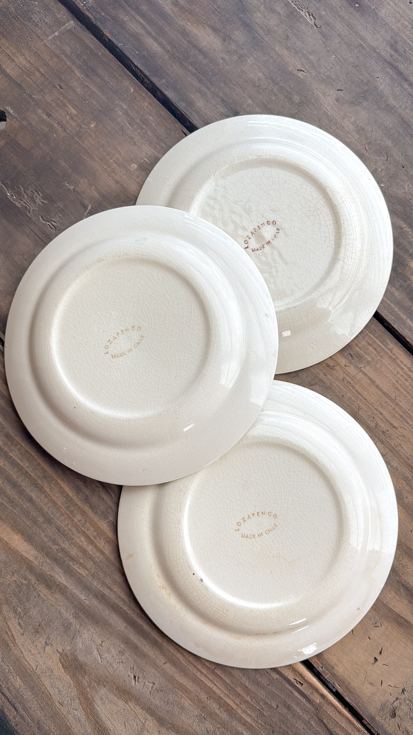 Set of 3 Vintage Blue Transferware Plates