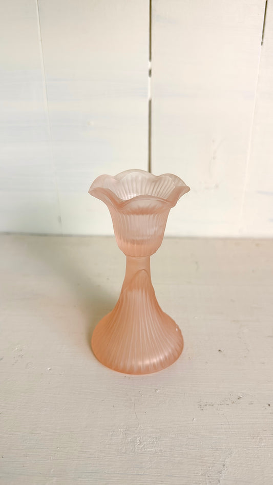 Frosted Pink Tulip Shaped Candlestick