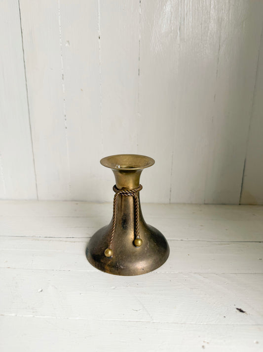 4” Tall Brass Rope Detailed Candlestick