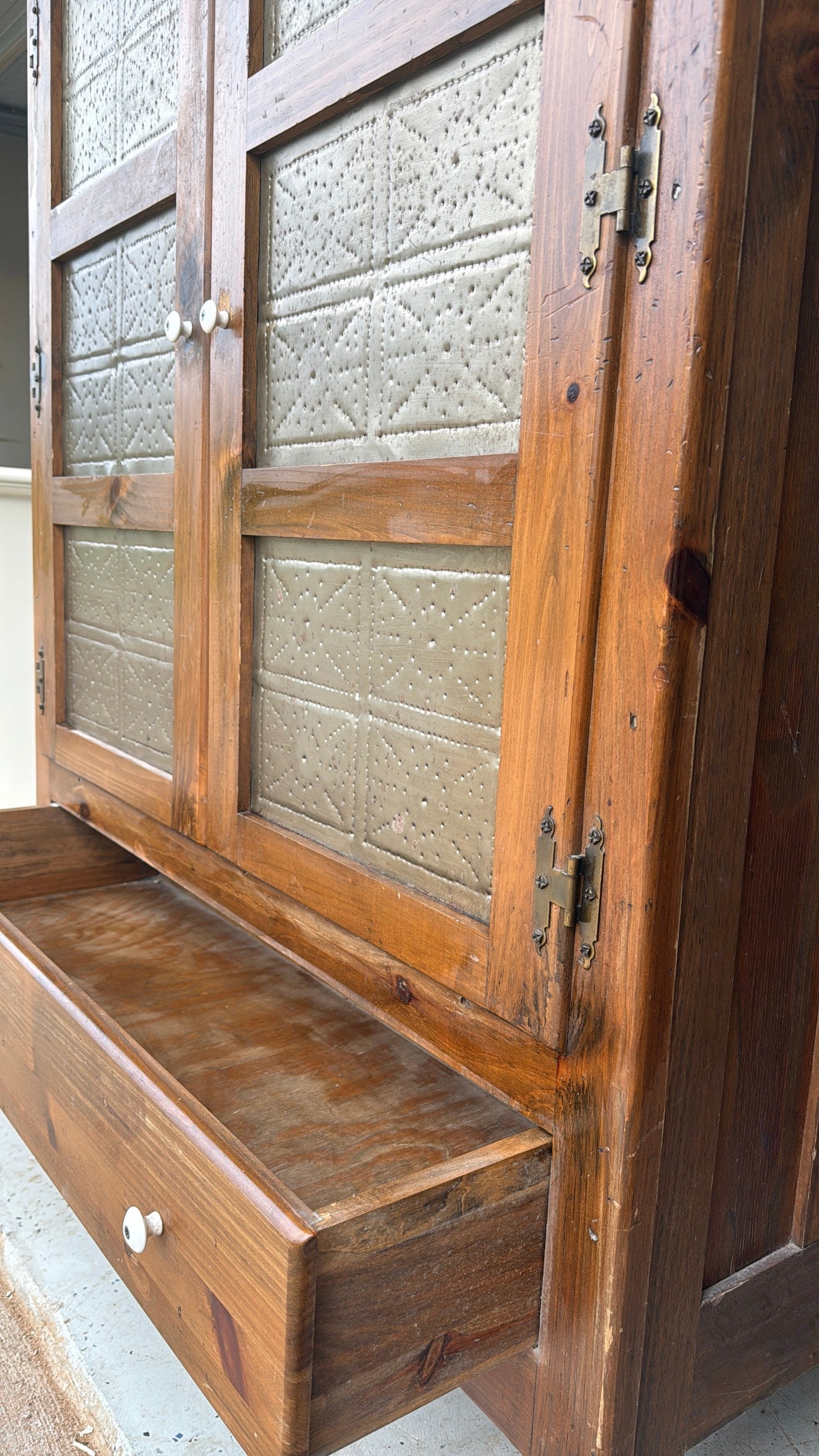 Antique Cabinet with Tin Detail