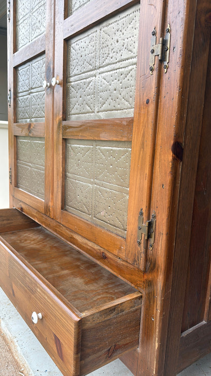 Antique Cabinet with Tin Detail