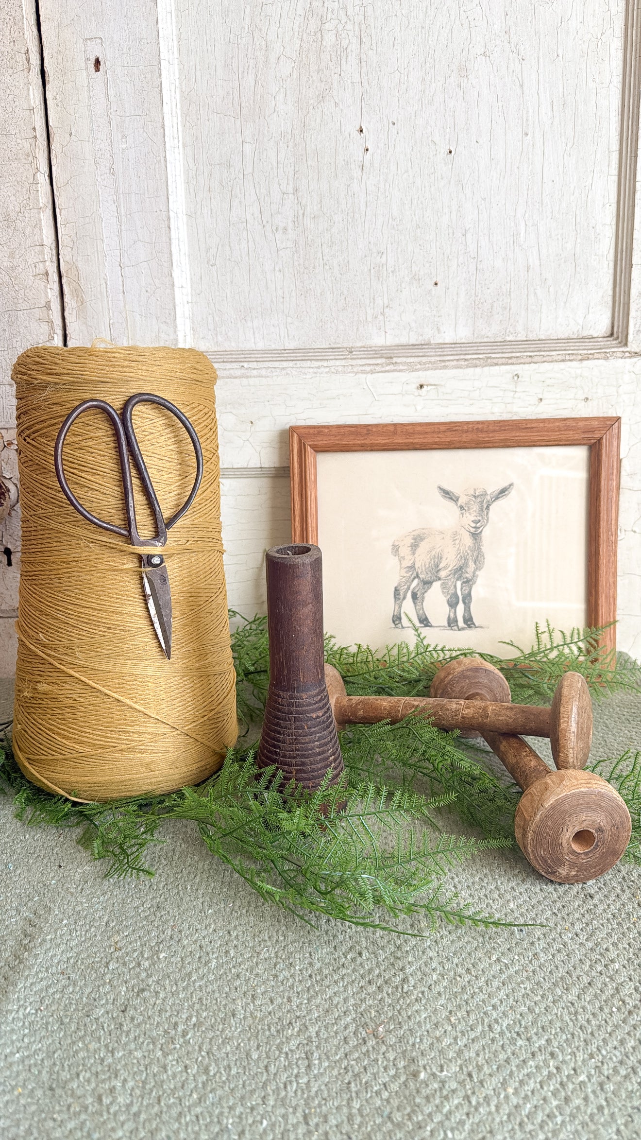 Vtg. Large Spool of Yellow Yarn