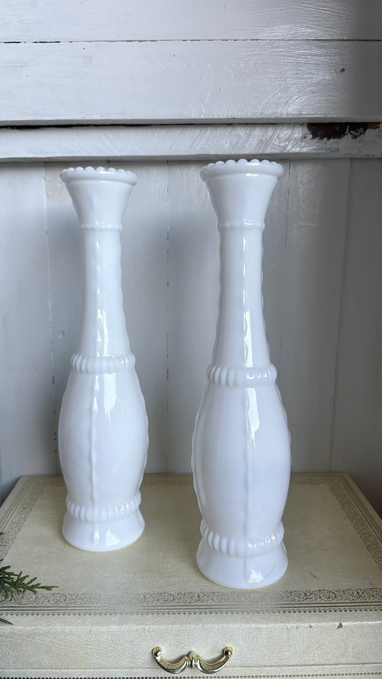 Pair of Milk Glass Bud Vases