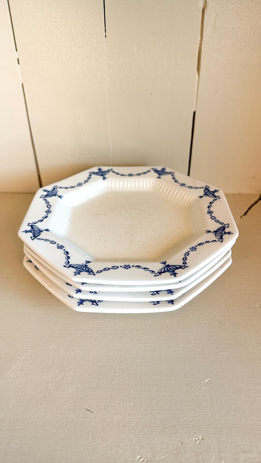 6.75" Set of 4 Octagonal Ironstone Saucers
