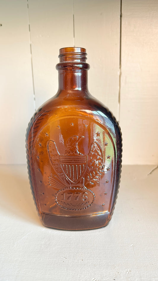 Vintage Bicentennial Amber Syrup Glass Bottles