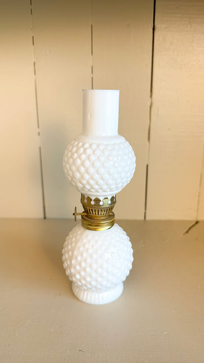 8" Tall Hobnail Oil Lamp