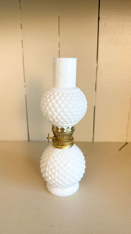 8" Tall Hobnail Oil Lamp